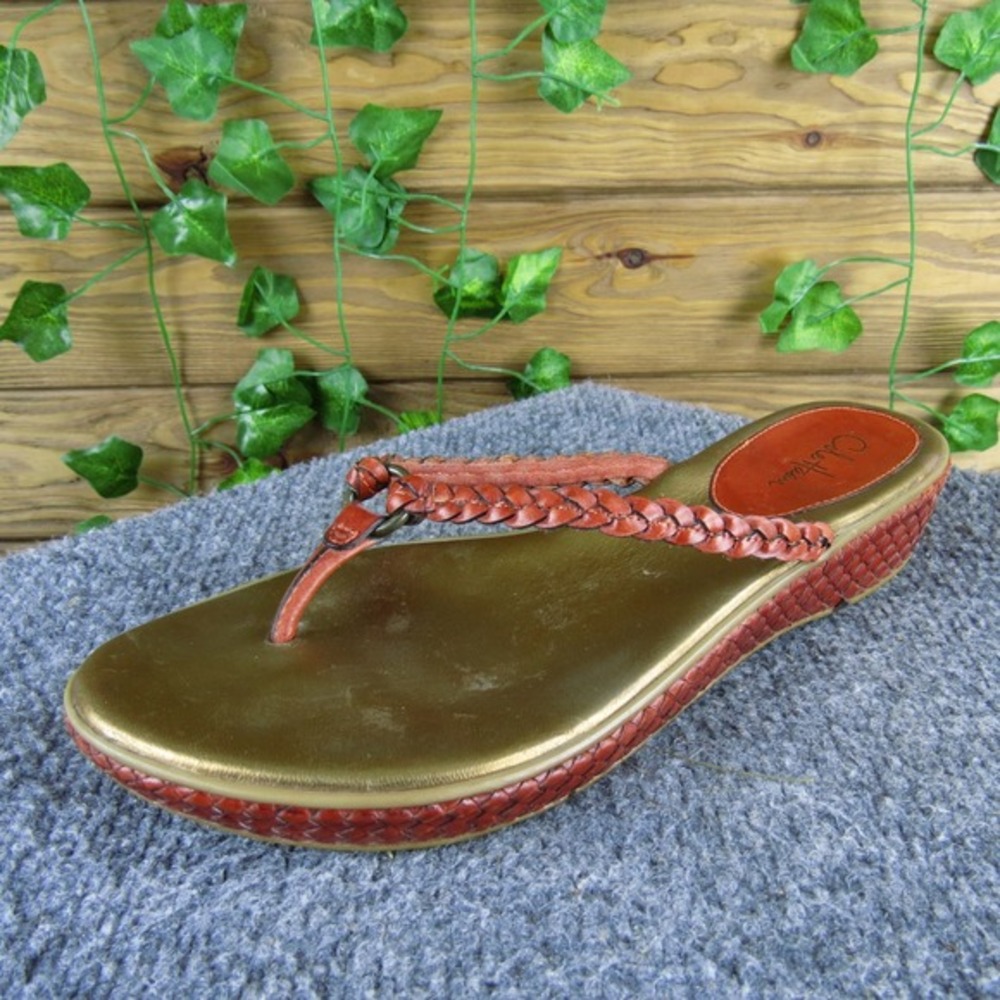 Cole Haan Air Haylee Bronze Leather Braided Wedge Sandals Women's Size 7